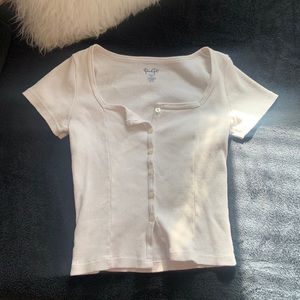 John Galt white button top